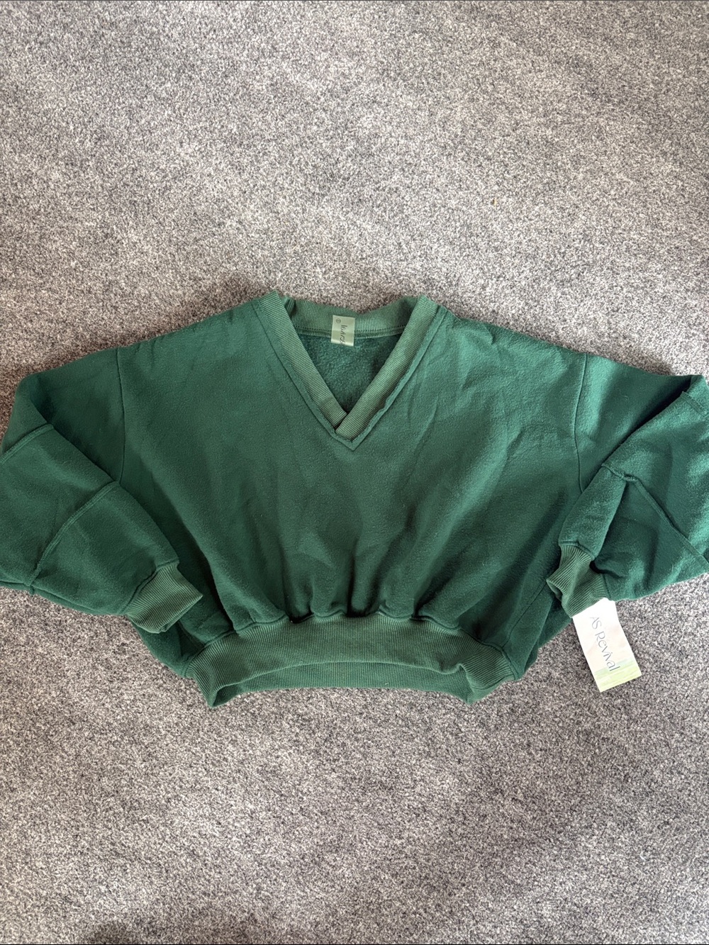 NEW! AS Revival by Altar’d State Forest Green V-Neck Cropped Sweatshirt - XXS
